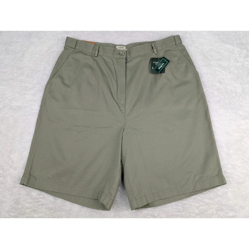 LL Bean Original Fit Shorts 18 x9 Green 100% Cotton‎ High Rise #274910 NWT